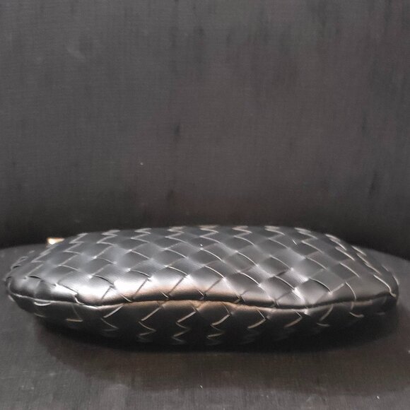 Tiffany and Fred Black Woven Leather with Gold Tone Handle Handbag - Picture 3 of 4